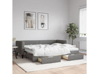 Daybed with pull-out bed and drawers, dark grey, 80x200 cm, fabric, YUKA42416