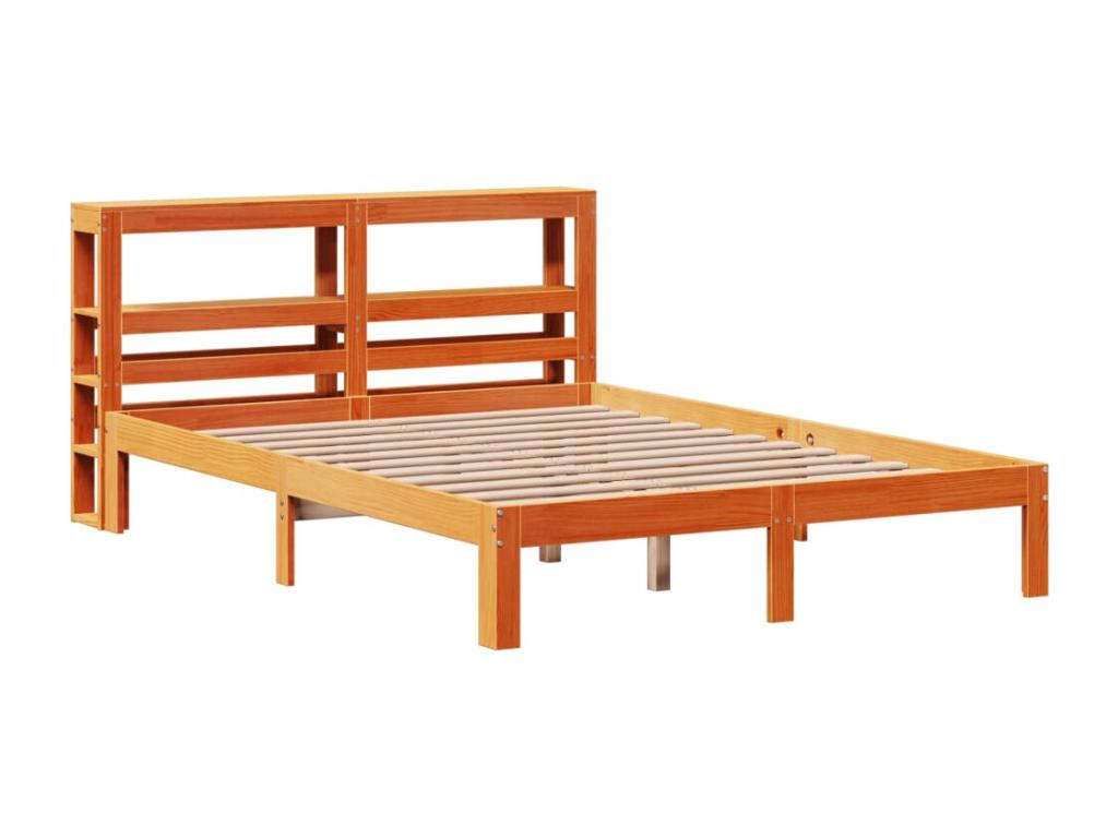 Cadre de lit sans matelas cire marron 140x200cm bois pin massif SMWV06569