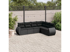 Salon de jardin 6 pcs avec coussins noir résine tressée XGEK44834