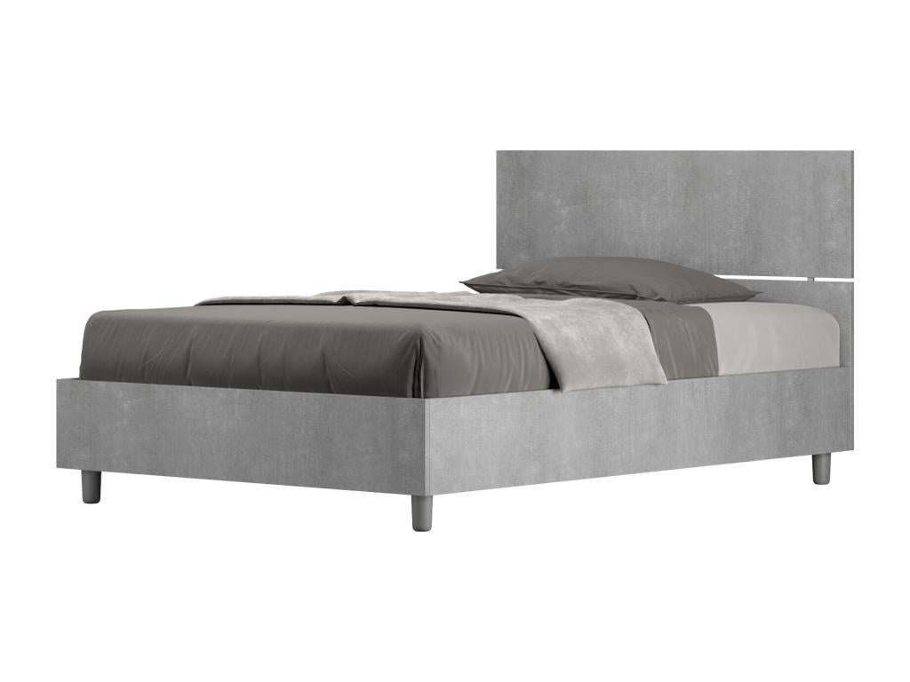 Lit 1 place et demi sans sommier 120x200 tête de lit droite gris béton Boislis YFKT32657