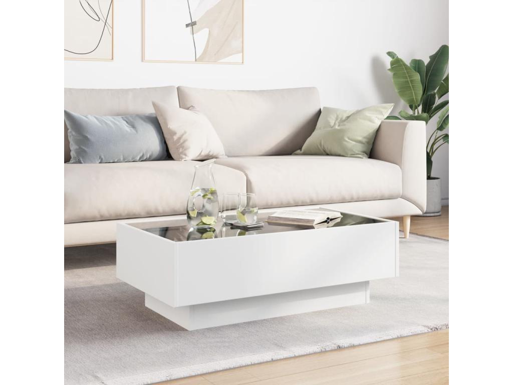 Table basse avec LED blanc 90x50x30 cm bois d'ingénierie YPMD42905