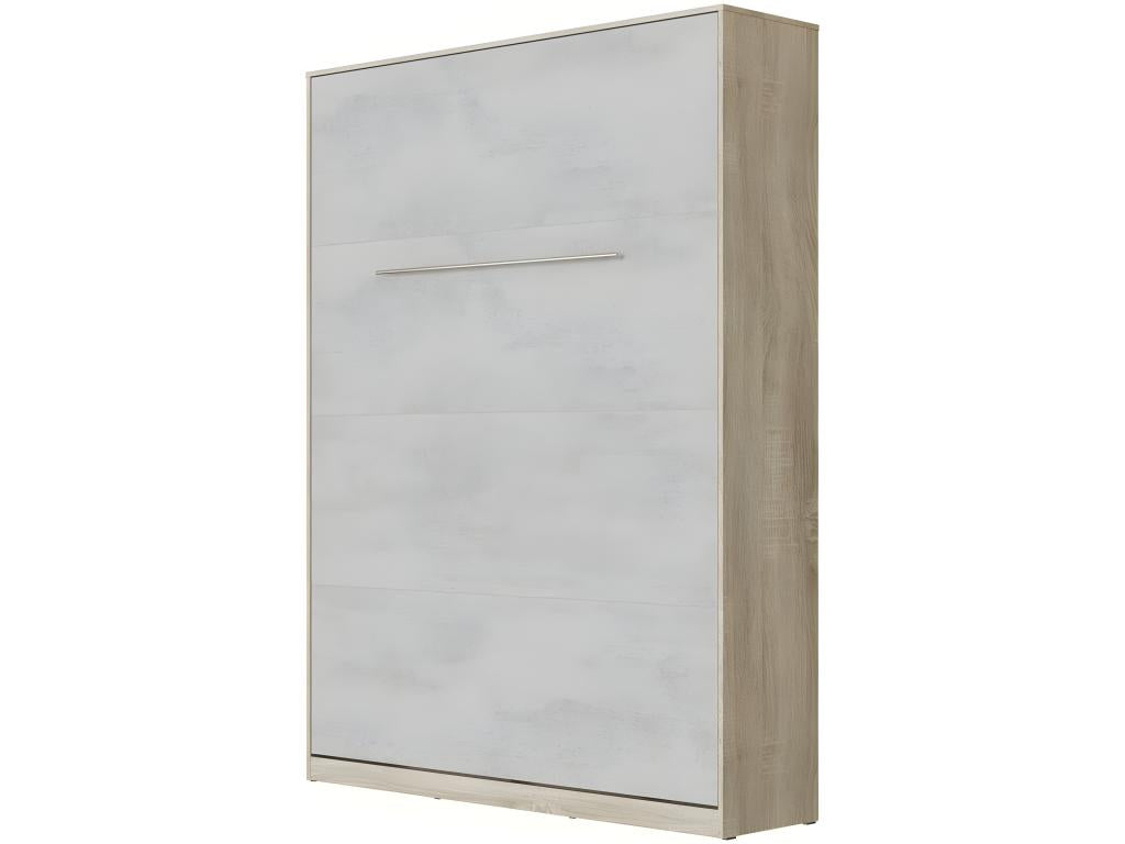 Armoire Lit escamotable 140x200cm Lit Rabattable Lit Mural Lumenao Vertical Chêne Lumenao/Béton EKMT01279