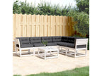 Salon de jardin 6 pcs avec coussins blanc bois massif de pin OYYE15874