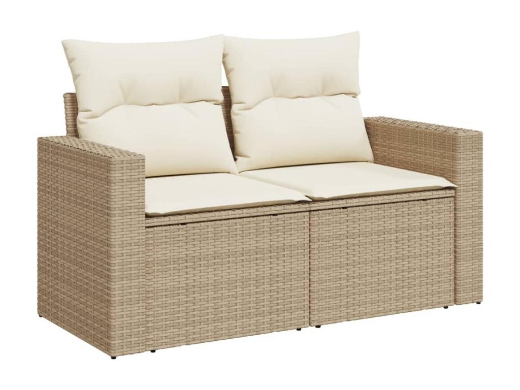 Salon de jardin avec coussins 12 pcs beige résine tressée CBDY89783