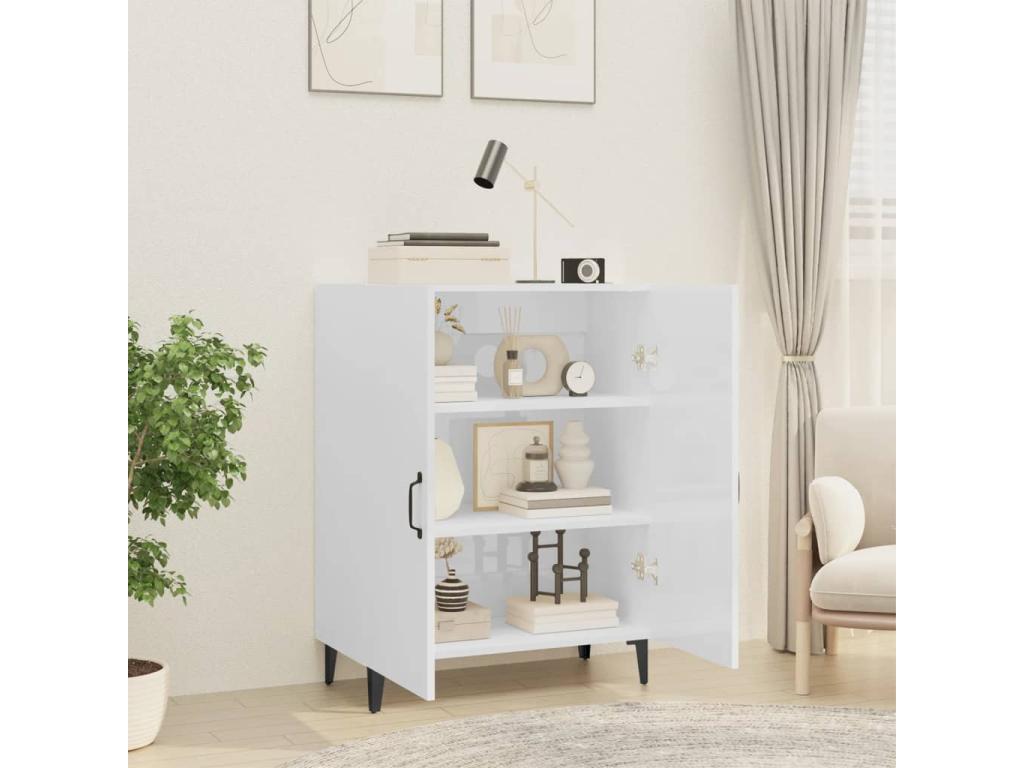 Buffet Blanc brillant 70x34x90 cm Bois d'ingénierie LBUO25118