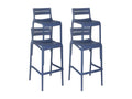 Set of 4 Lumenao PNYO85576 blue plastic patio bar stools