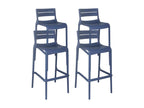 Set of 4 Lumenao PNYO85576 blue plastic patio bar stools