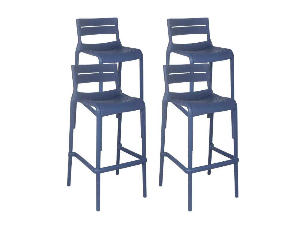 Set of 4 Lumenao PNYO85576 blue plastic patio bar stools