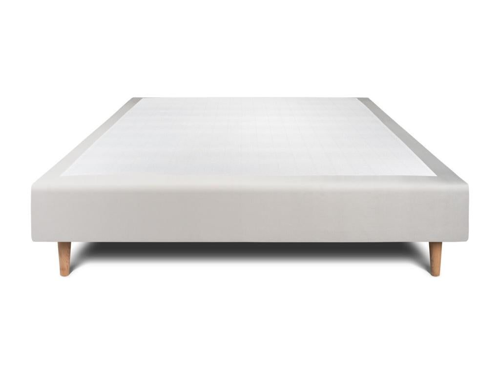 Sommier Tapissier Velours Gris clair 160x200 H35cm XIND02376