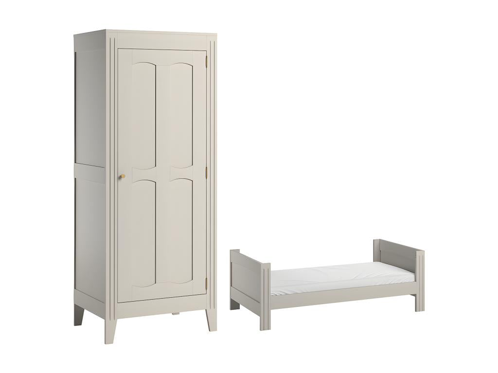 Lit évolutif 70x140 et armoire 1 porte Ventoriq Cachemire JEFD17186