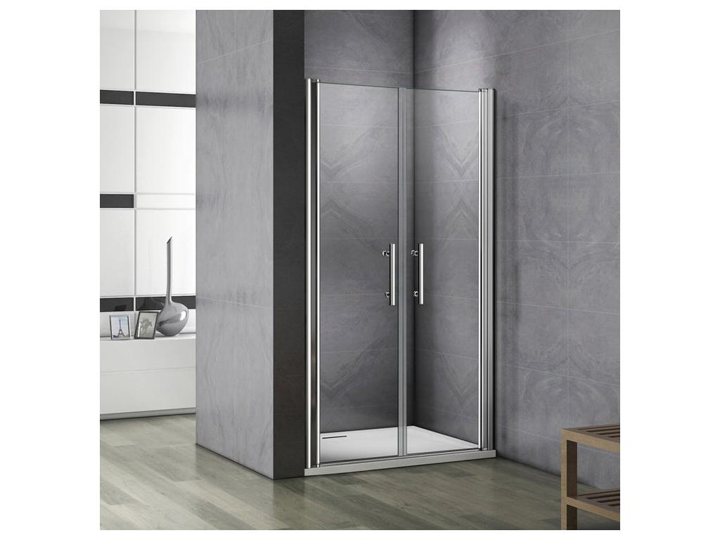 Hinged shower door 110x187cm, 180° pivot shower door in 6mm anti-limescale glass, for alcove installation LIXS10290