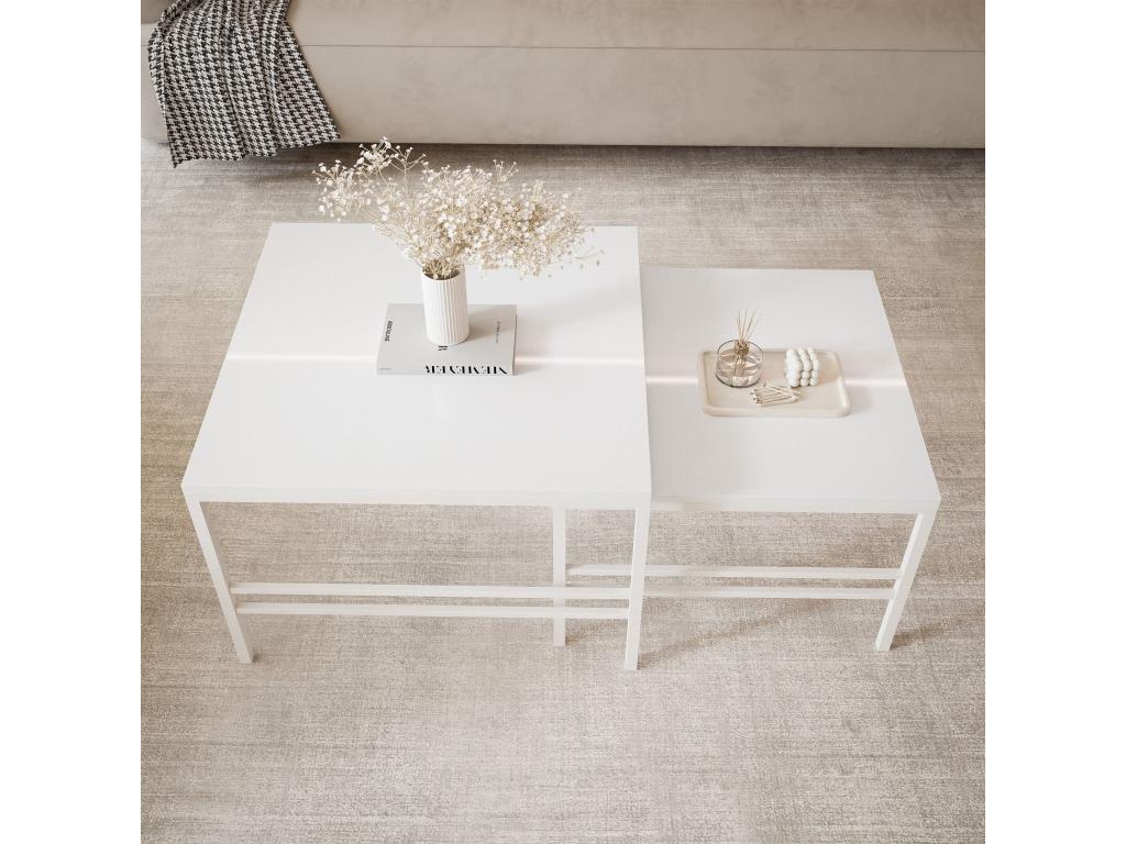 Table basse gigognes 2en1 fi70/fi60 BlancBrillant armature en blanc JKPG39691