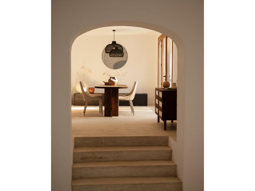 Oval dining table in brown fir wood 160x75cm - Lumenao BMFQ42105