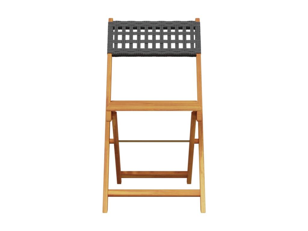 Folding garden chairs, set of 4, black poly rattan, solid wood, LYTU35375