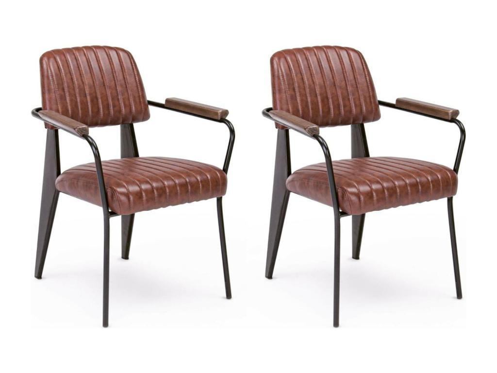 Fauteuil simili et métal Vintage lot de 2 - Ventoriq LIBR64844