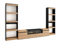 Ensemble Meuble TV 320x186x35cm Pour les TV jusqu'à 80 Cheminée électrique Chêne et noir TEJE73771