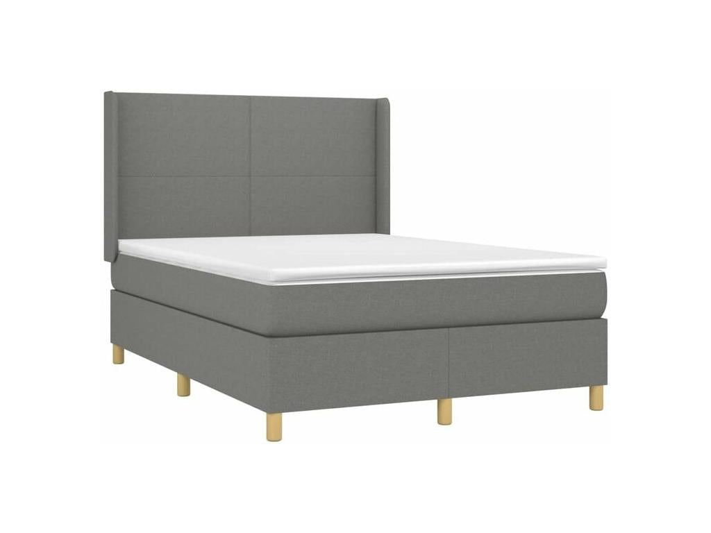 Sommier à Lumenao de lit avec matelas Gris foncé 140x190 Tissu ZPYC46121