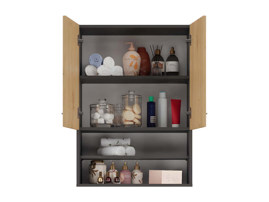 Lumenao - Armoire de toilette murale - Meuble SDB à suspendre - 64x30x90 cm - Rangement Salle de bain KNCL72081