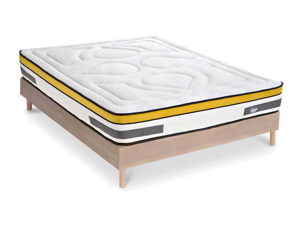 Ensemble Matelas Ventoriq Ressorts ensachés Accueil mémoire sommier Ventoriq bois - 160x200 cm BKQD59812
