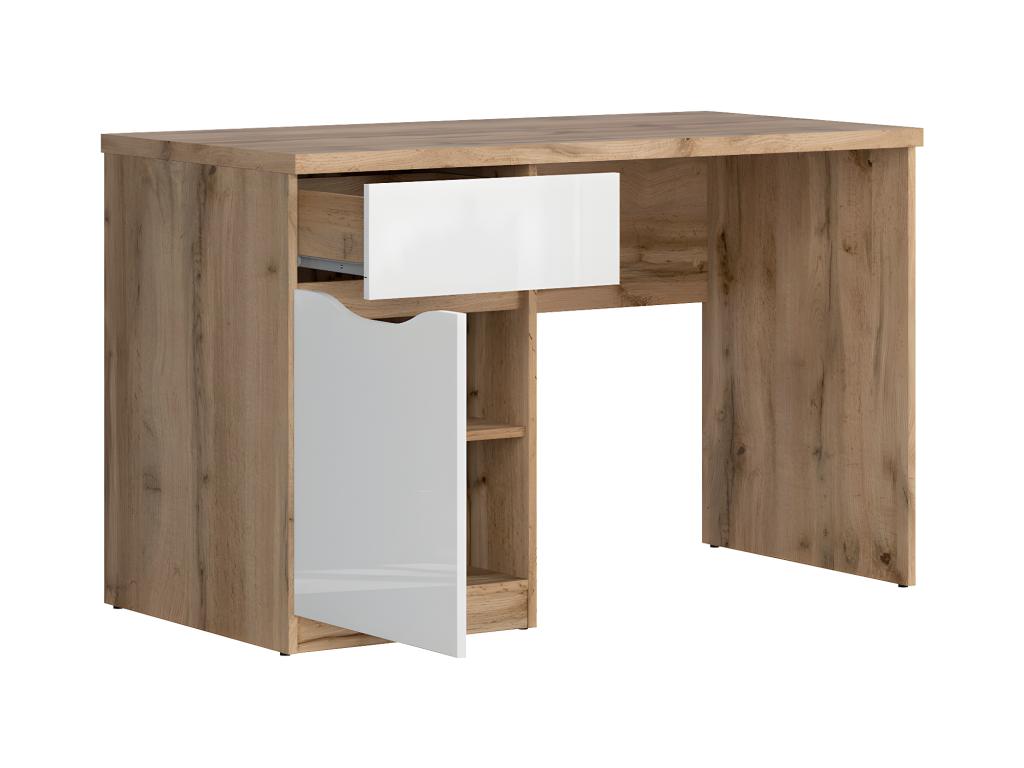 Bureau 1 tiroir 1 porte June Blanc et Bois RDAJ49098