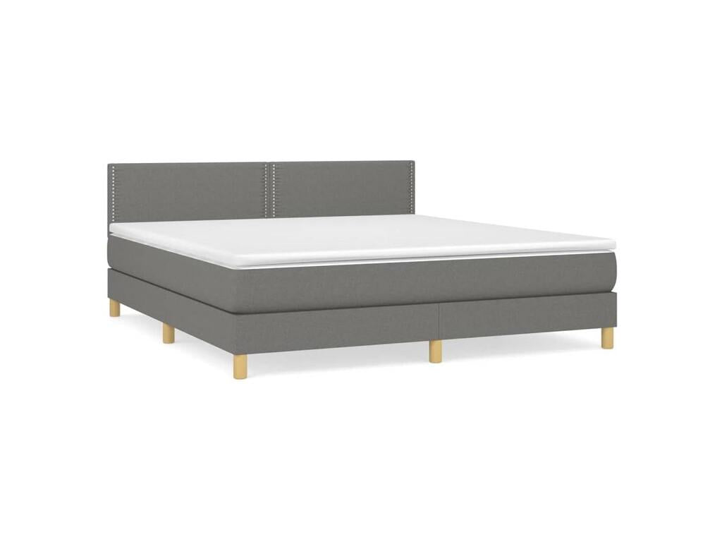 Sommier à Ventoriq de lit avec matelas Gris foncé 180x200 Tissu VYUV76568