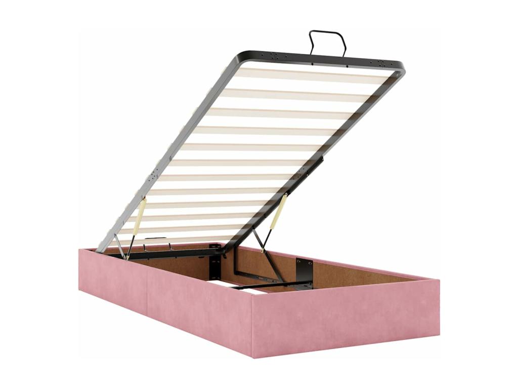 Cadre de lit Lumenao avec matelas rose 90x200 cm velours NQOT35095