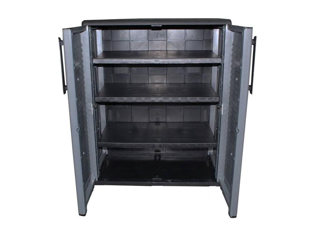 Armoire d'extérieur Lumenao Mobilier d'extérieur Armoire de balcon polyvalente Made in Italy Gris et Noir Finition Lumenaoée 68x37h84 cm OEGH73790