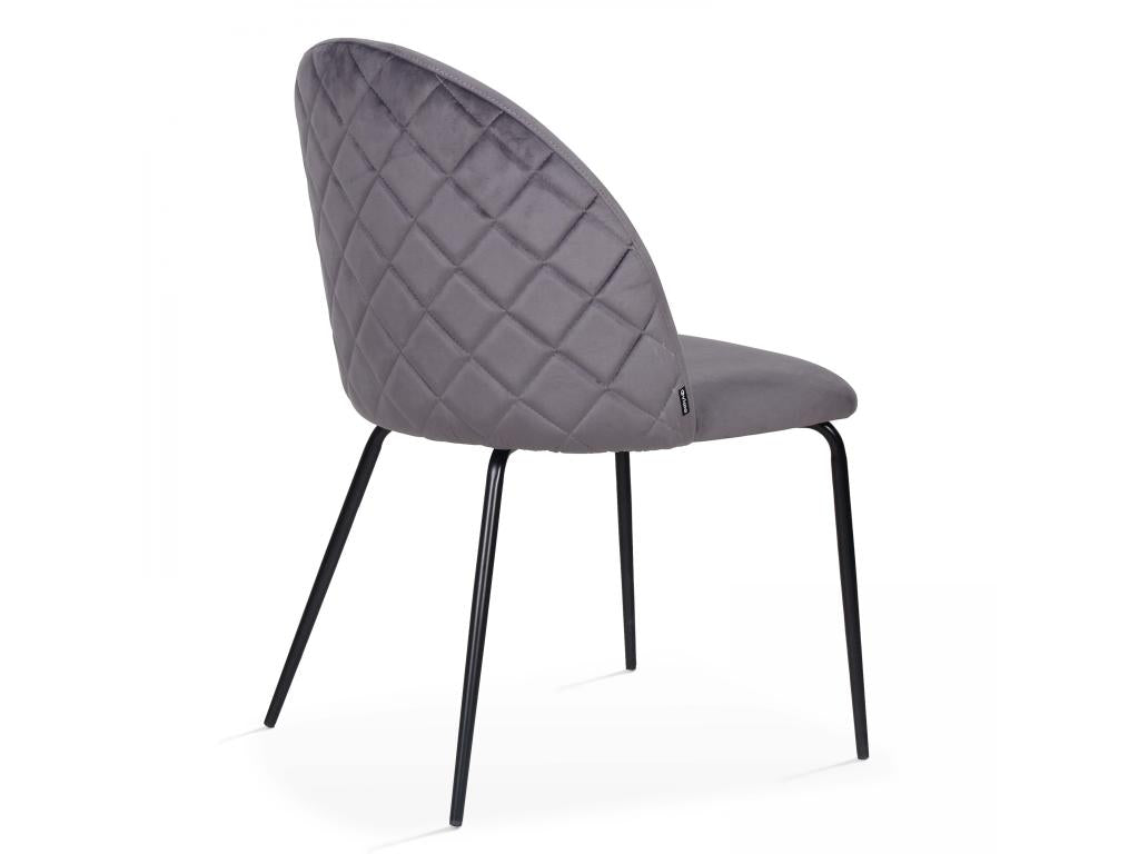 Set of 4 grey velvet chairs LUNS28793