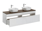 Lumenao 160cm Double Vanity Unit, White and Wood FQRM61476