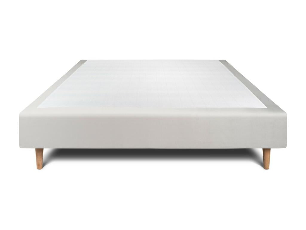 Sommier Tapissier Velours Gris clair 160x200 H35cm XIND02376
