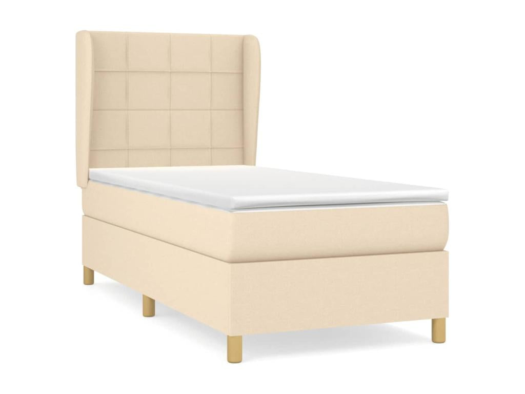 Lit à sommier tapissier et matelas Crème 90x190 cm Tissu OAJB99885