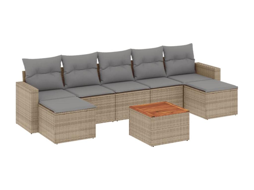 Salon de jardin avec coussins 8 pcs beige résine tressée IUAR49041