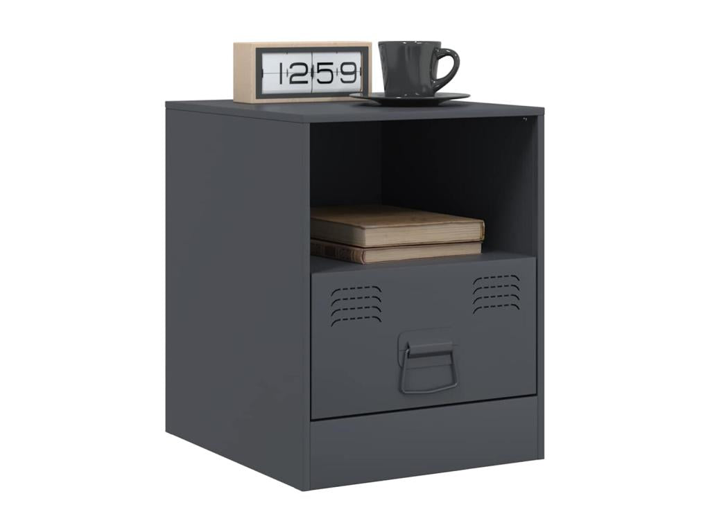 2-piece bedside tables, anthracite, 34.5x39x44 cm, steel, TVQY14377