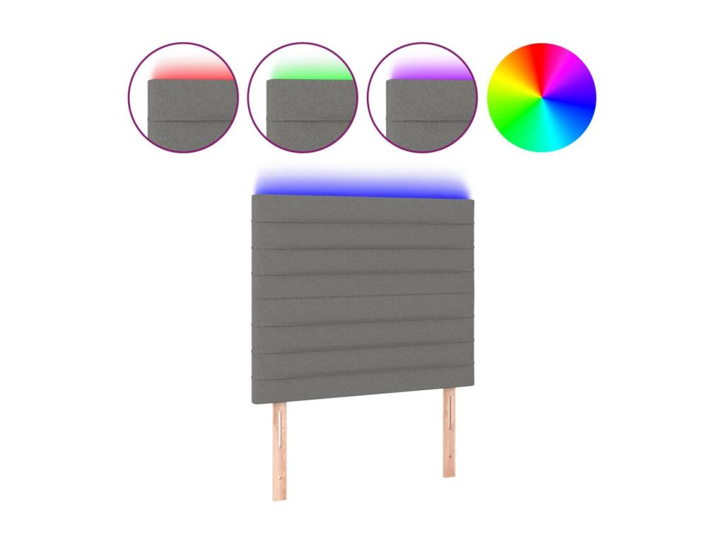 Tête de lit à LED Gris foncé 80x5x118/128 cm Tissu OEYQ68831