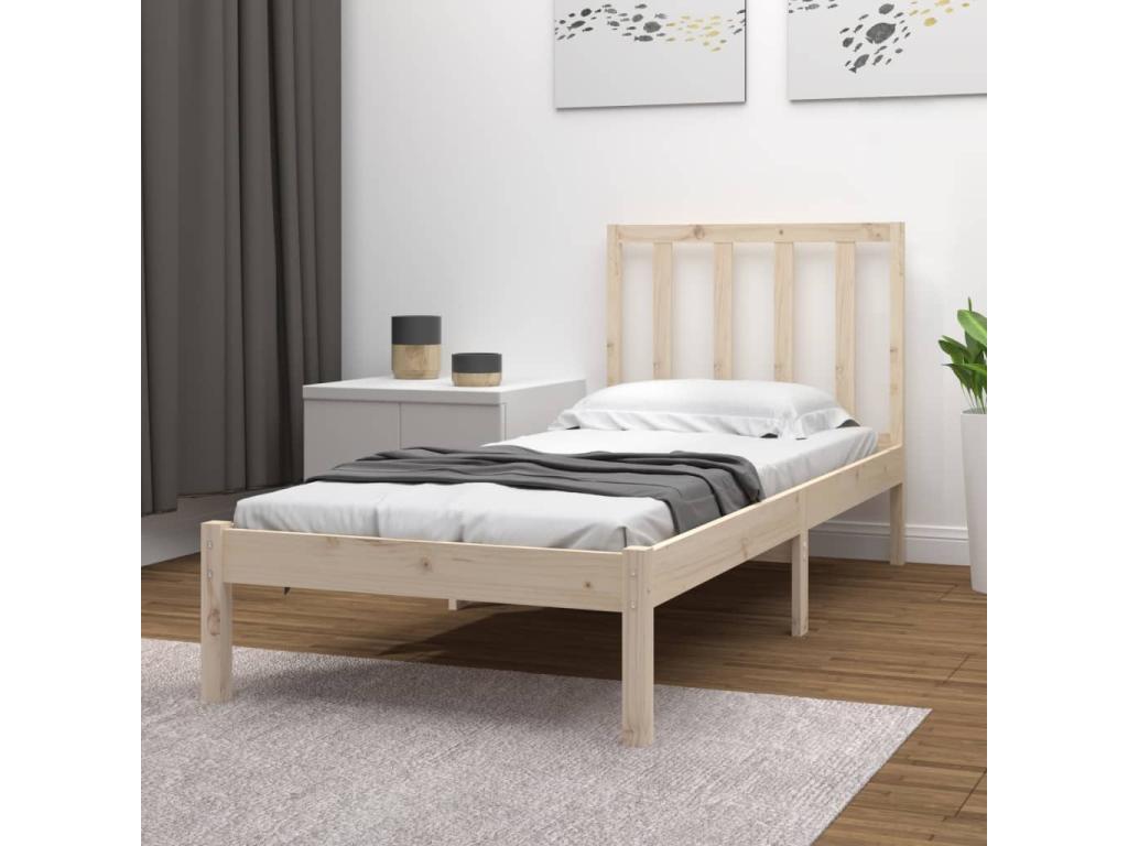 Cadre de lit sans matelas bois de pin massif 90x190 cm TQPY77448