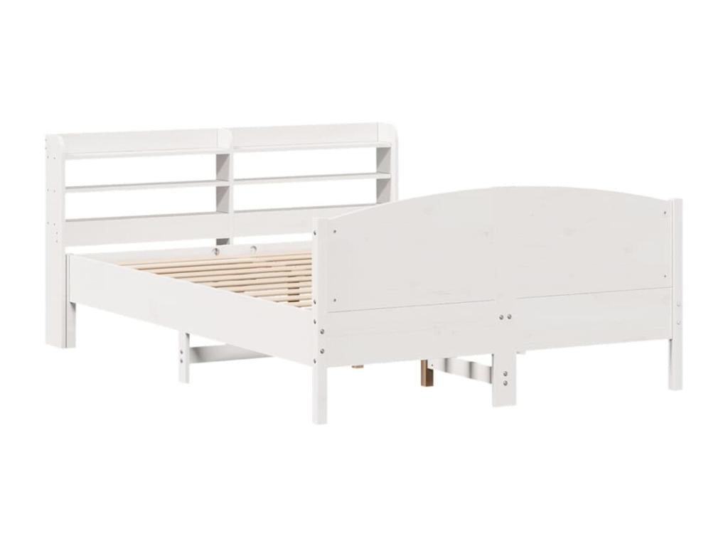 Cadre de lit sans matelas blanc 140x190 cm bois de pin massif MNBH16906