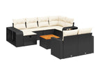 Salon de jardin 11 pcs avec coussins noir résine tressée TKGI14482