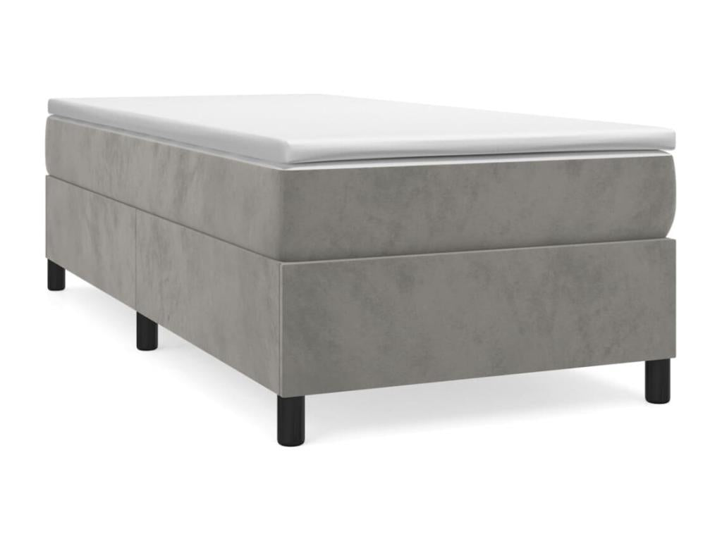Sommier à Lumenao de lit et matelas Gris clair 90x190 cm Velours TPMK44255