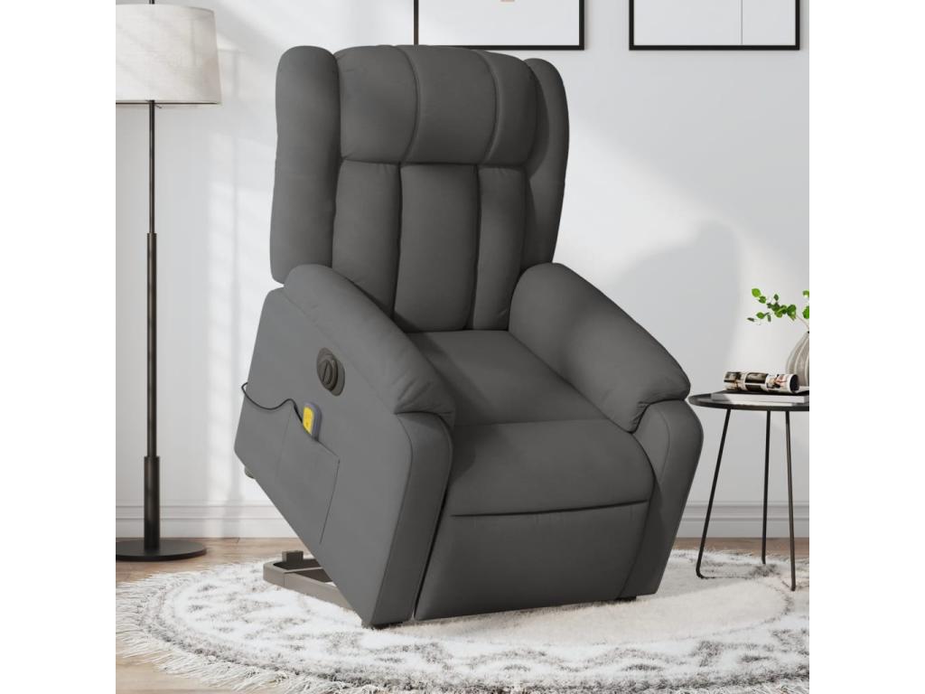 Fauteuil inclinable de massage électrique Gris foncé Tissu WDST47121