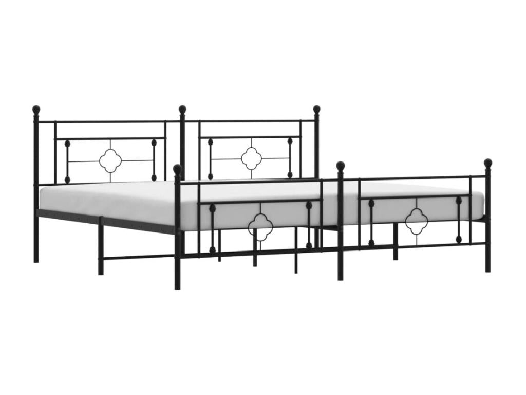 Cadre de lit métal avec tête de lit-pied de lit noir 200x200 AYRH71650