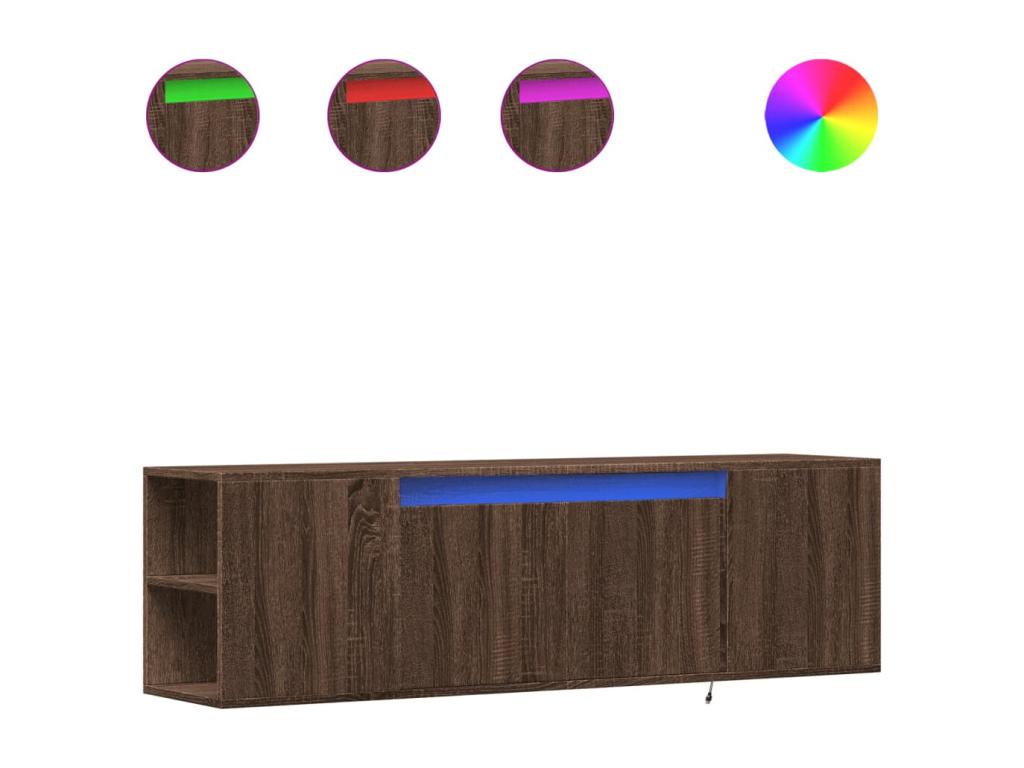 Meuble TV mural avec Ventoriqères LED chêne marron 135x31x39.5 cm EDDU62401