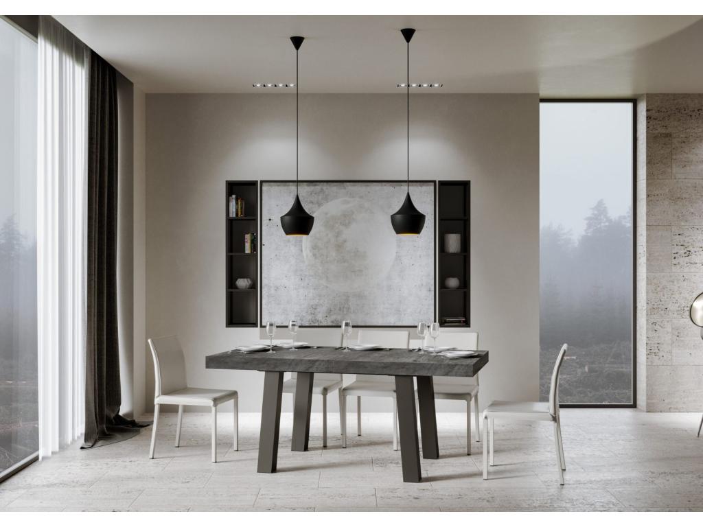 Table extensible 90x180/284 cm Bridge Gris Béton cadre Anthracite LWDJ62112