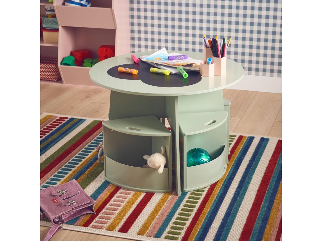 Table avec ardoise et 4 chaises avec rangement pour enfant HGCR34281