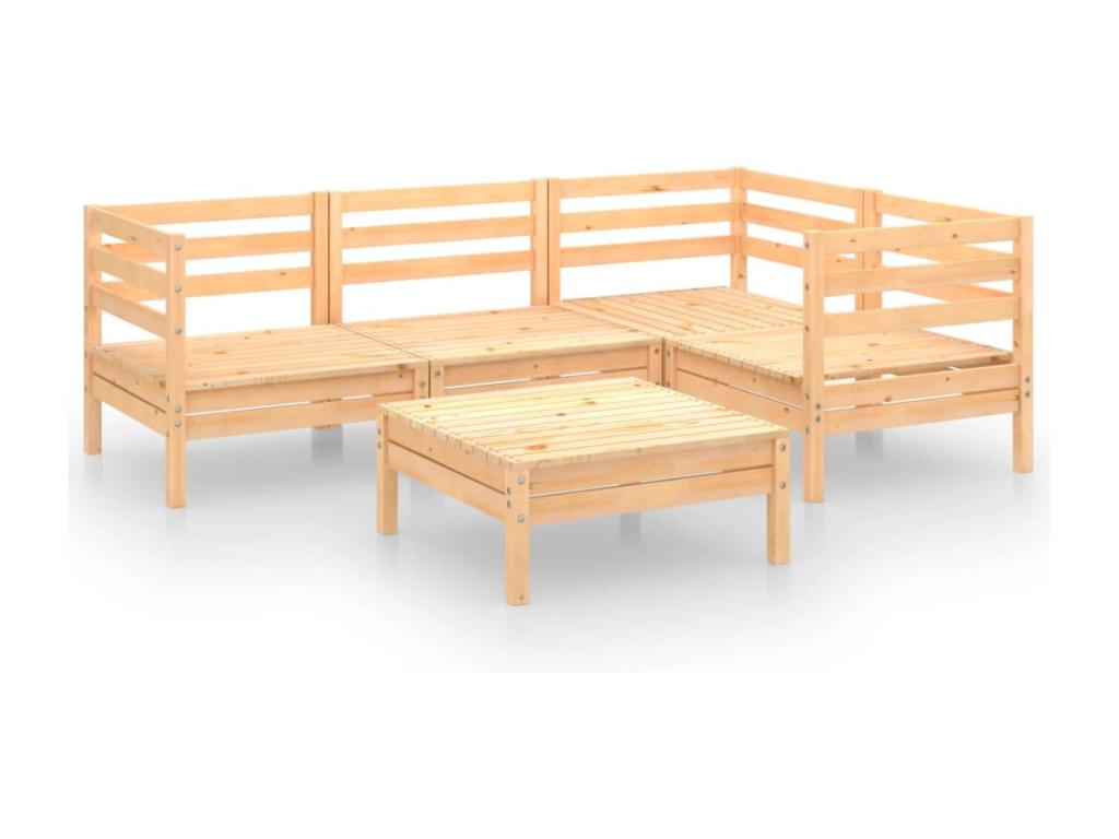Salon de jardin 5 pcs Bois de pin massif CWWB77990
