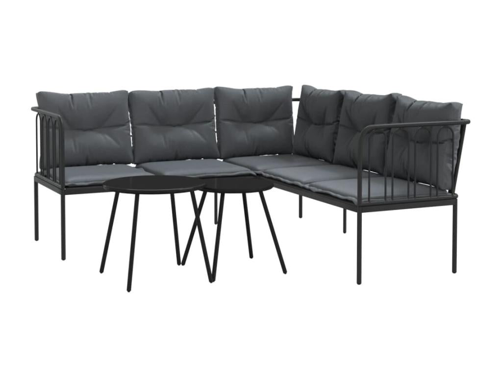 Ensemble de canapés de jardin et coussins noir acier textilène ZMBO49471