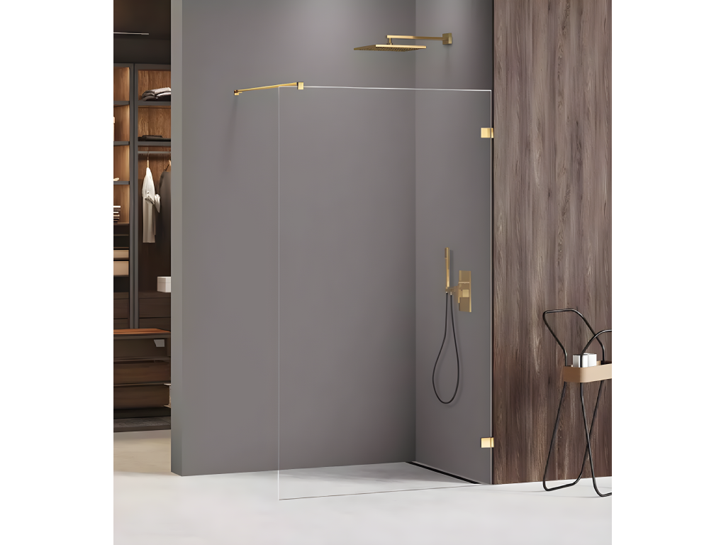 Paroi de douche à l'italienne 80 cm doré Lumenao WLNQ43404