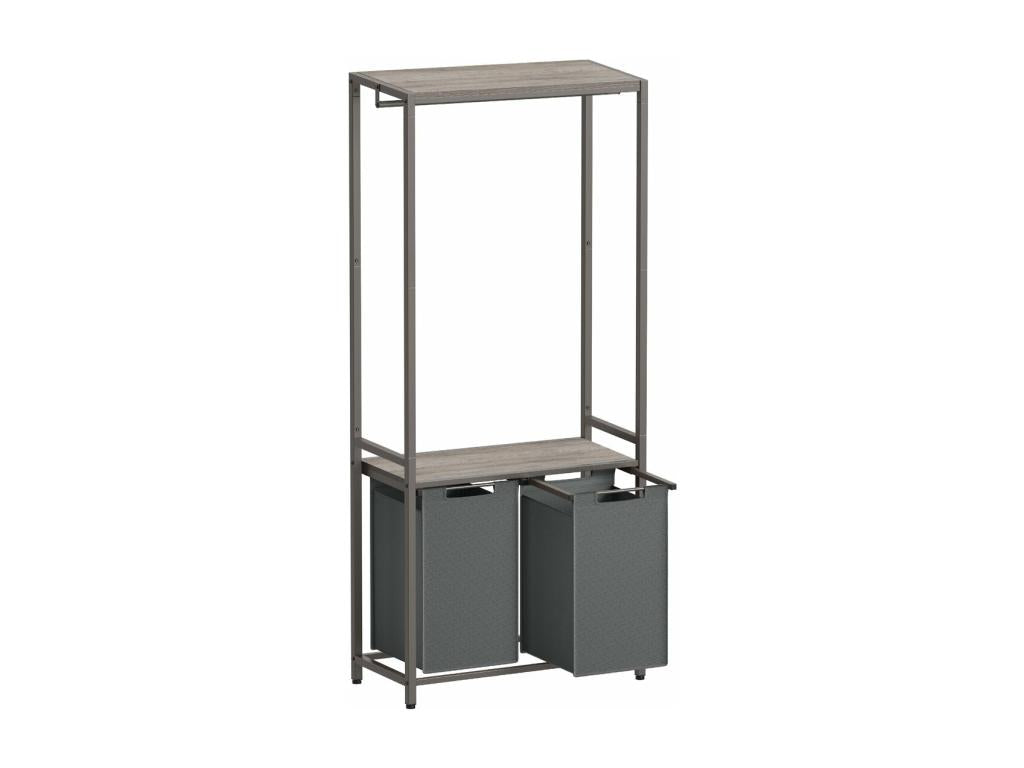 Meuble de rangement salle de bain avec panier à linge intégré - H175 cm QLRM79285