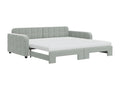 Daybed with pull-out bed and light grey 100x200 cm velvet mattress CUJW07149