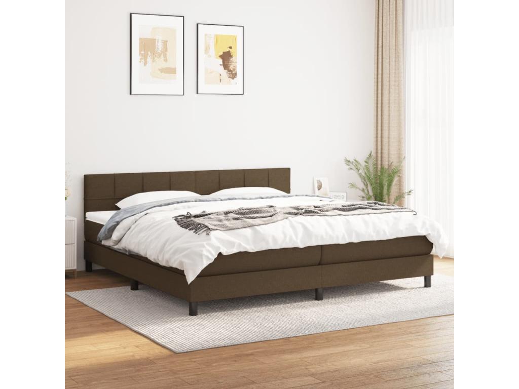 Lit à sommier tapissier avec matelas Marron foncé 200x200 3 EUXT23925
