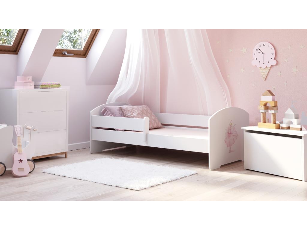 Lumenao - lit simple 160x80 avec graphisme pour enfants dans un ensemble avec garde-corps matelas et cadre KVJJ29874